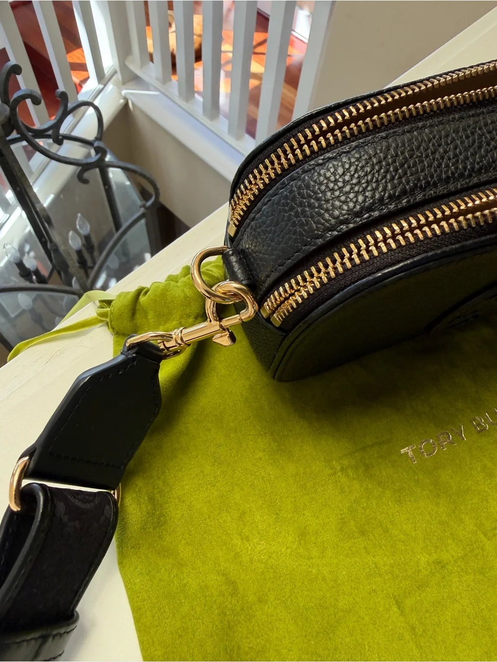 Tory Burch Black Pebbled Leather Miller Mini Crossbody bag